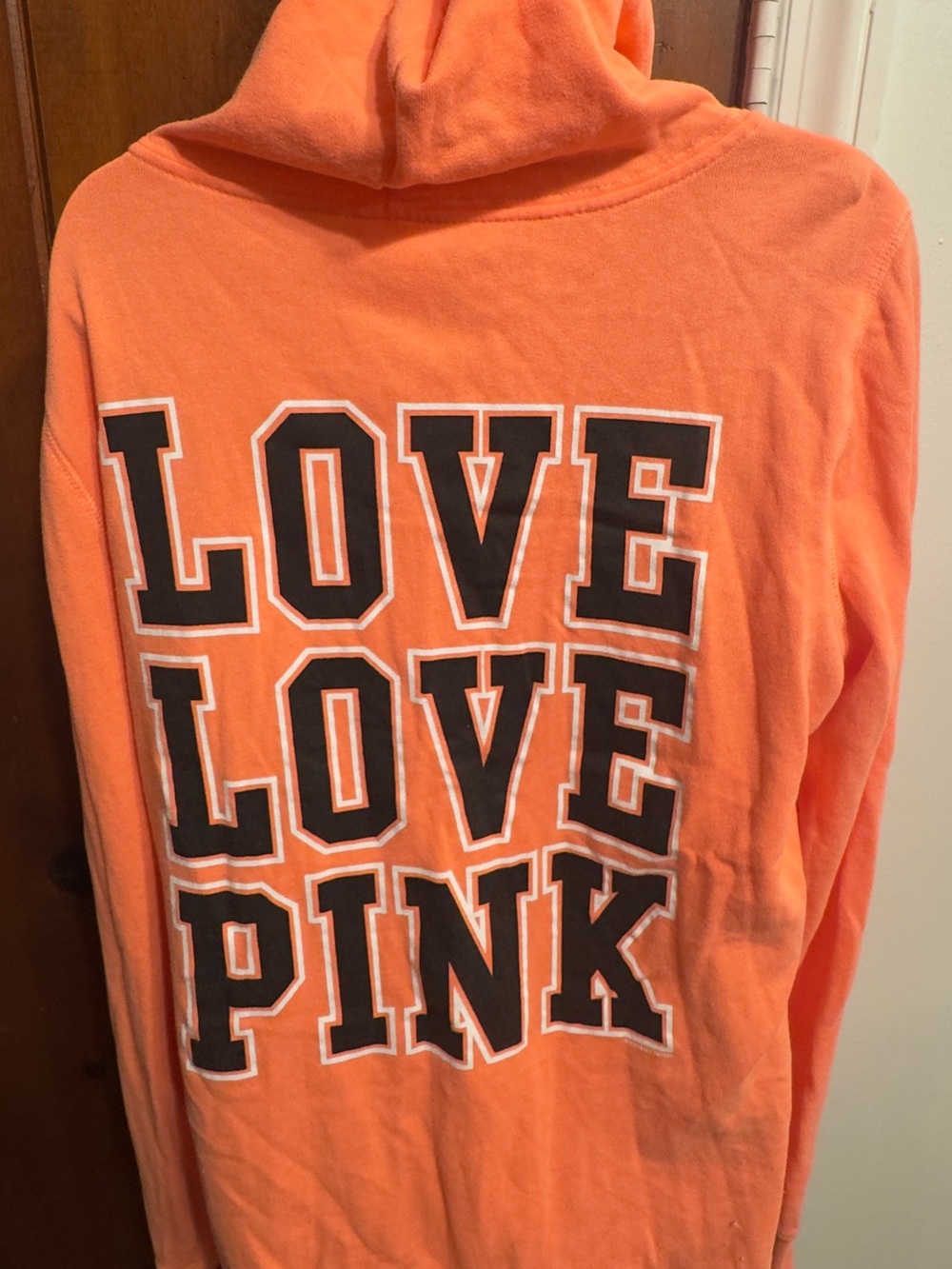 NWT PINK Victoria’s Secret Orange Zip-Up Hoodie Sweatshirt Women’s Large